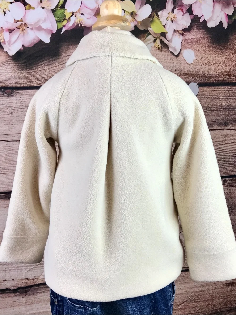 Kids Little Girls Beige Button Up Teddy Bear Plush Coat Outerwear 4-5Y